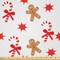 Ambesonne Gingerbread Man Fabric by The Yard, Candy Cane Bowties Red Star Christmas Cookie Pattern, Decorative Satin Fabric for Home Textiles and Crafts, 2 Yards, Brown Orange